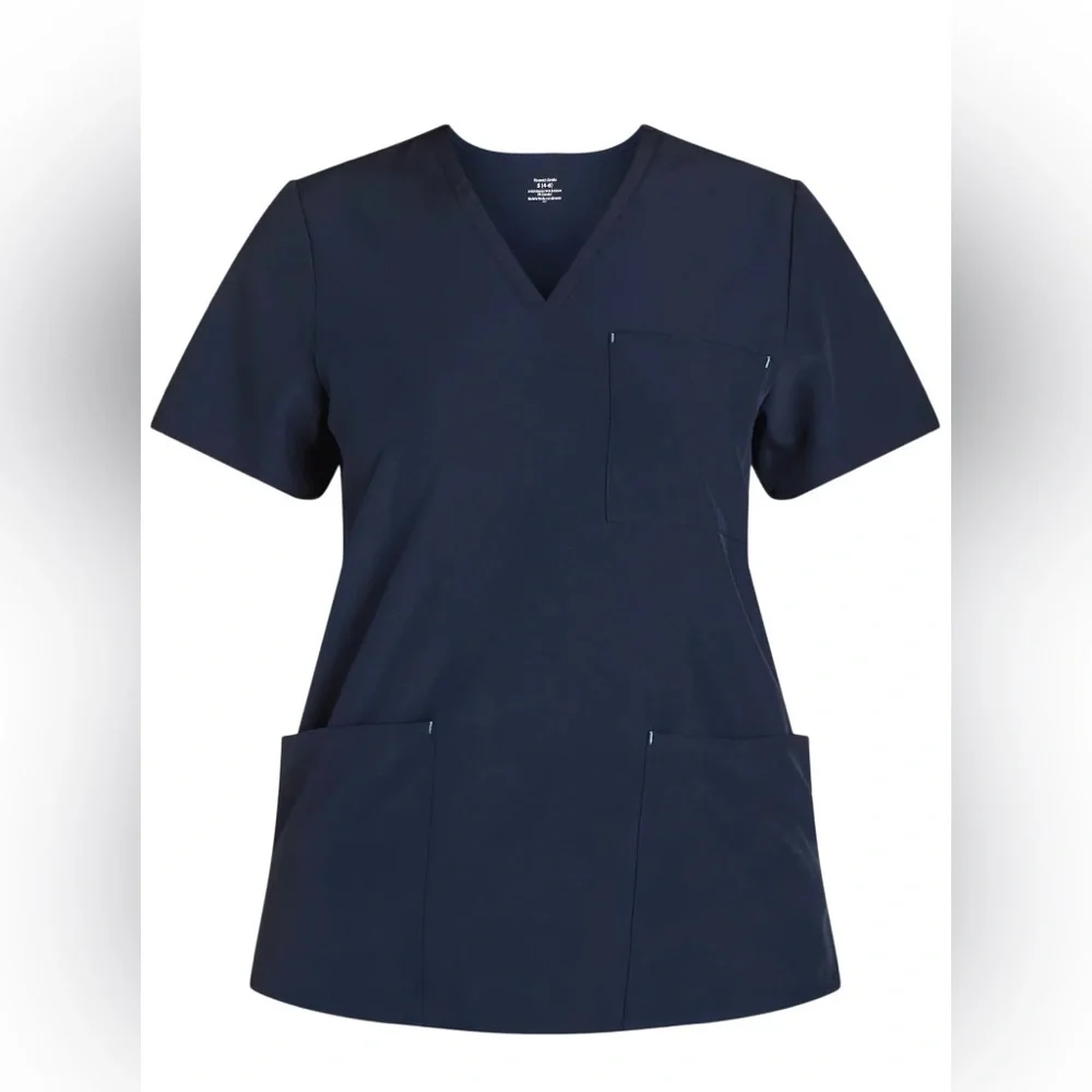 NWT Navy V-Neck Scrub Set - Two-Piece Drawstring straight leg - Picture 4 of 11